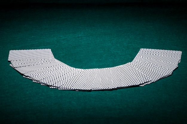 Fanned deck of playing cards in casino
