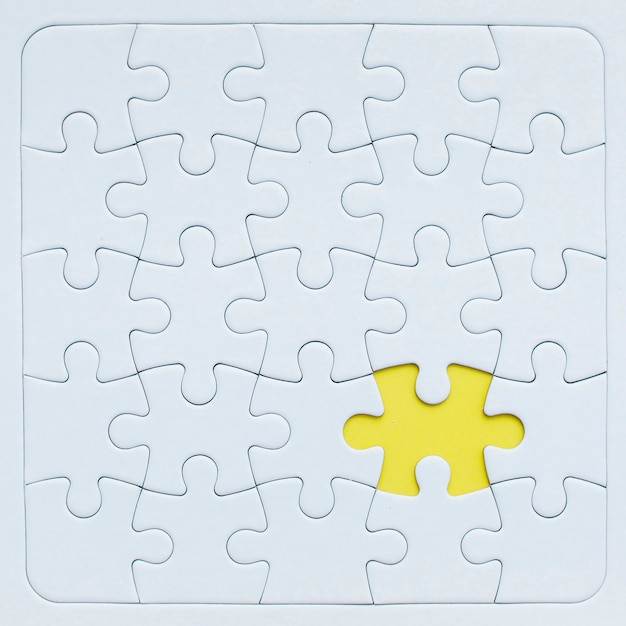 Puzzle mockup with yellow piece.