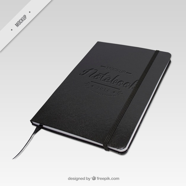 Elegant dark notebook mockup