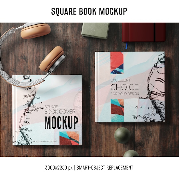 Square book mockup