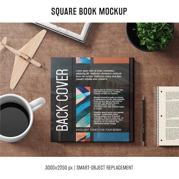 Square book mockup