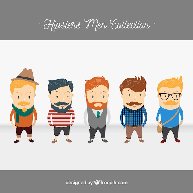 5 Hipster characters, vector pack