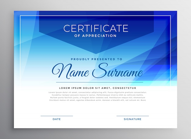 Abstract blue award certificate design template