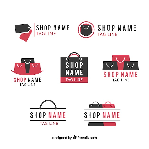 Assortment of flat logos for shops