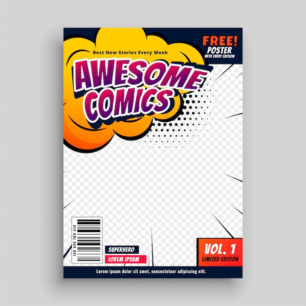 Awesome comic book cover page design template