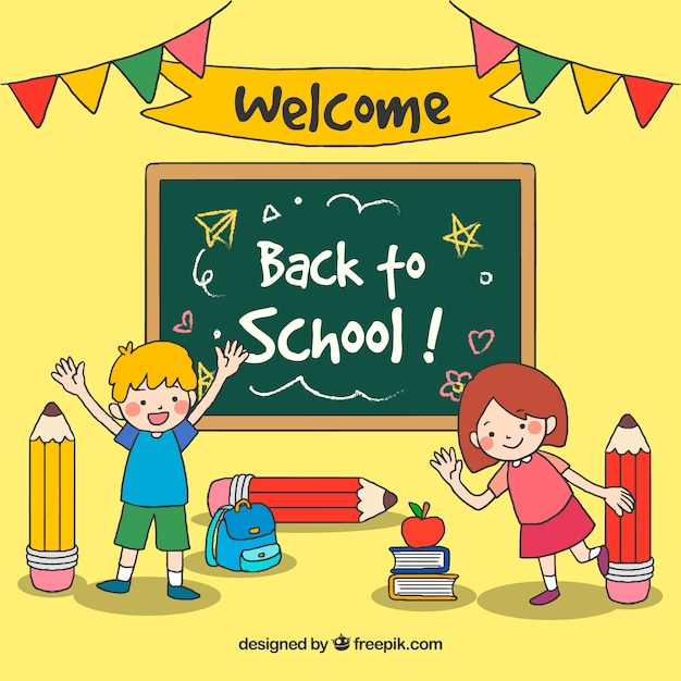 Back to school background with children