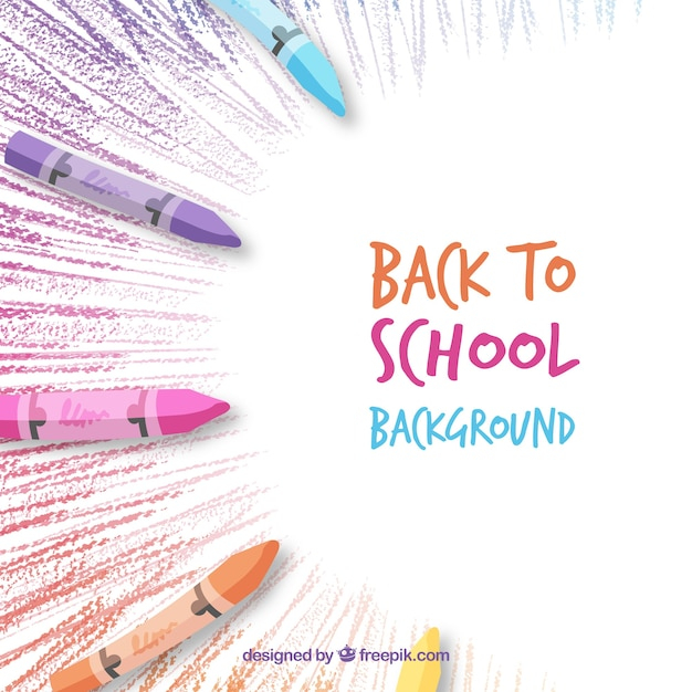 Back to school background with crayons