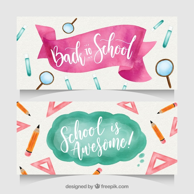 Back to school banners with elements