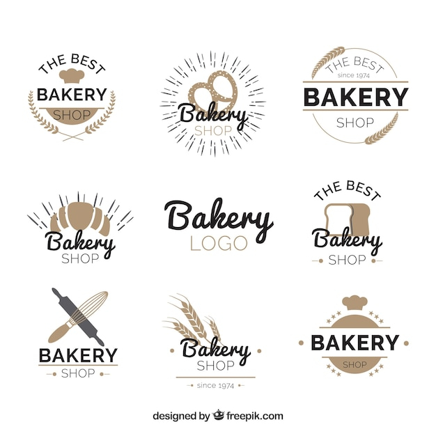 Bakery logos collection in flat style