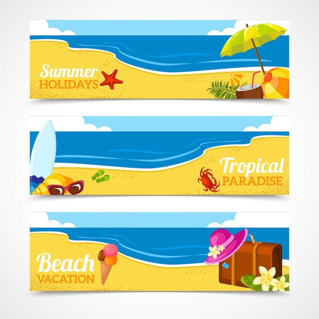 Banner set of summer beach