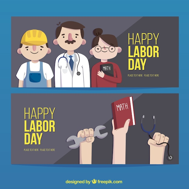 Banners set of  labor day professions