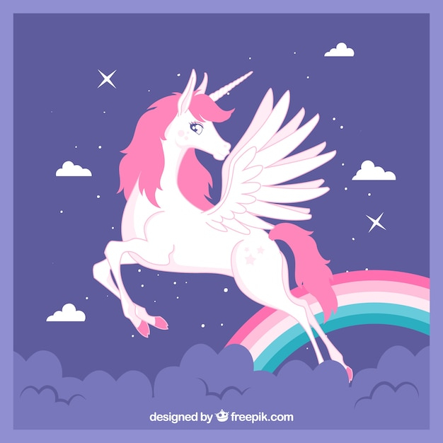 Beautiful unicorn background with wings