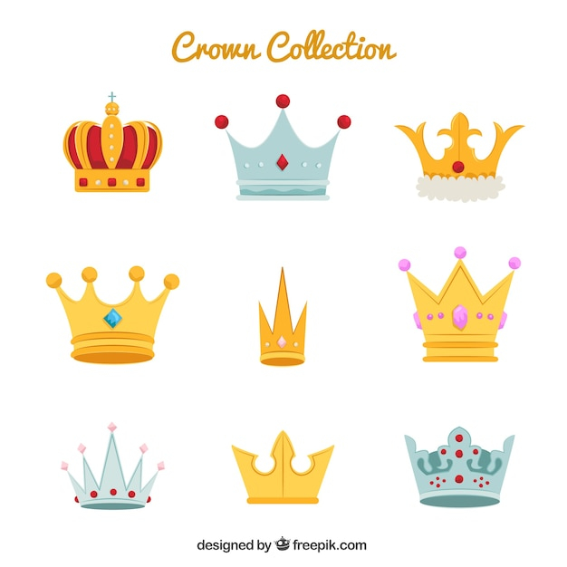 Big collection of various crown and diadems
