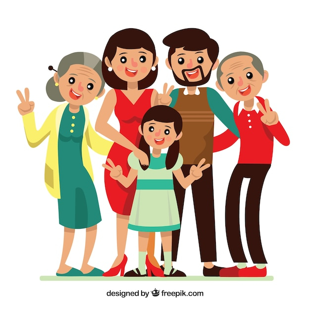 Big happy family with flat design