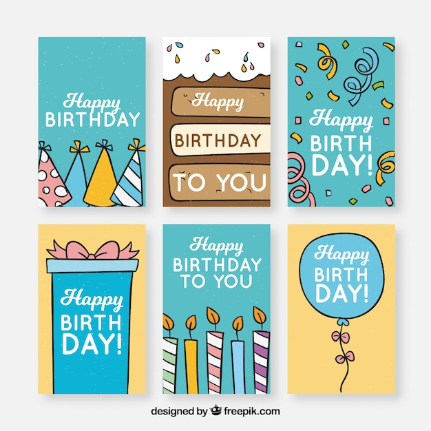 Birhtday cards collection with party elements