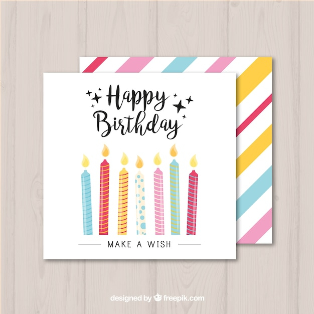 Birthday card with colorful candles