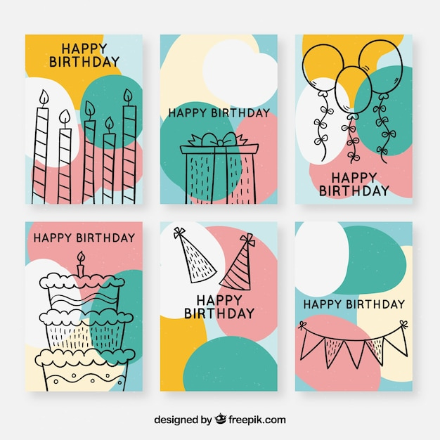 Birthday cards collection with party elements