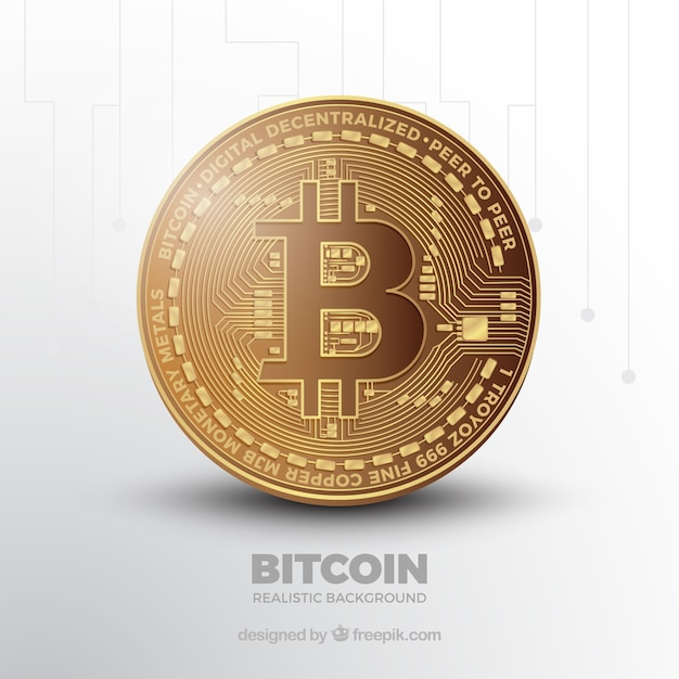 Bitcoin background with shiny coin