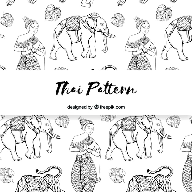 Black and white thai pattern with elegant style
