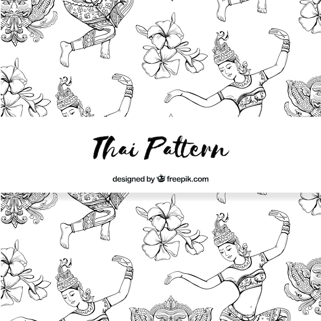 Black and white thai pattern with elegant style