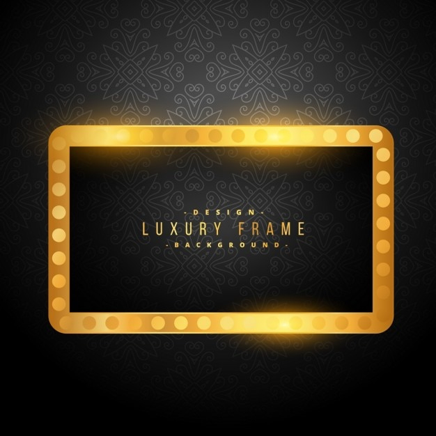 Black background with a gold frame with lights