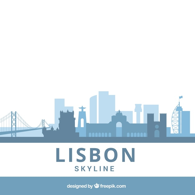 Blue flat skyline of lisbon