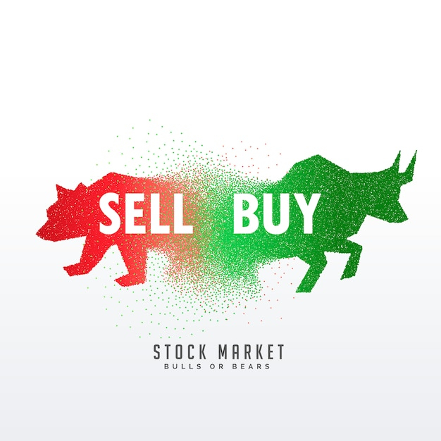 buy and sell concept design showing bull and bear