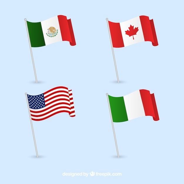 Canada, Mexico, Italy and United States flags