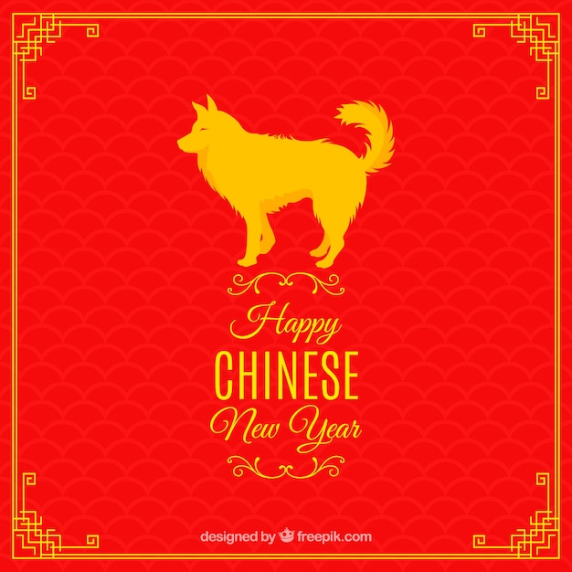 Chinese new year background with yellow dog