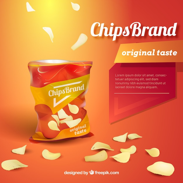 Chips advetisement in realistic style