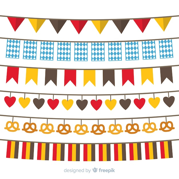 Classic oktoberfest garland collection with flat design
