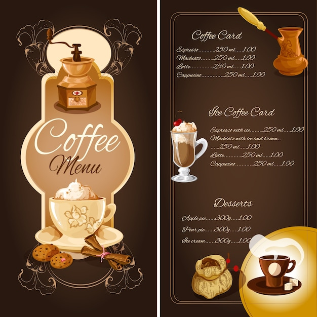Coffee cafe menu