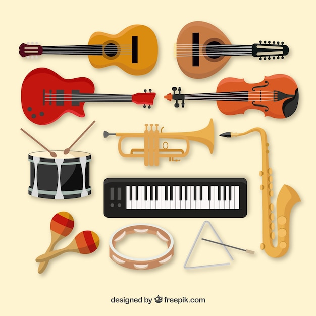 Collection of music instruments