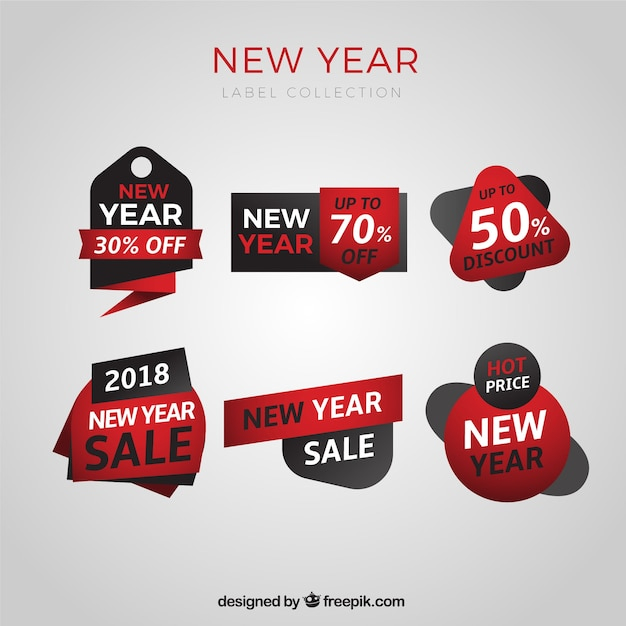 Collection of new year sale tags