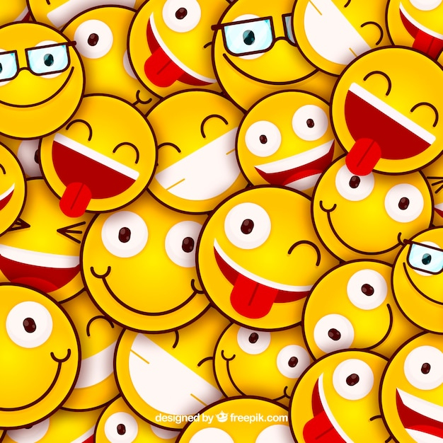 Colored background with emoticons in flat design