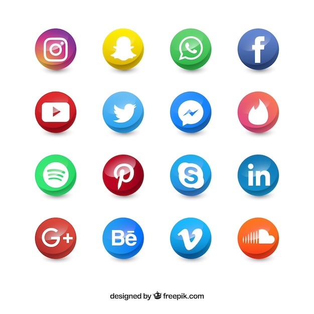 Colored social media circle icons 