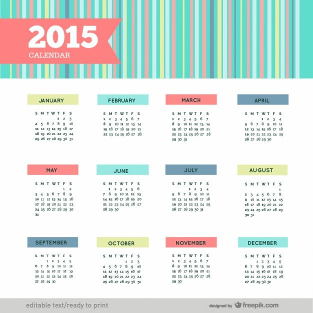 Colorful 2015 calendar