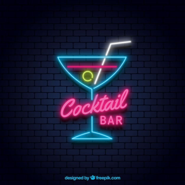 Colorful cocktail neon sign