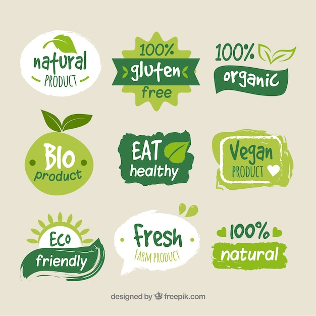 Colorful organic food logo collection