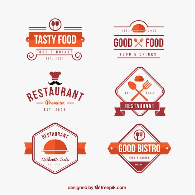 Colorful pack of classic restaurant logos