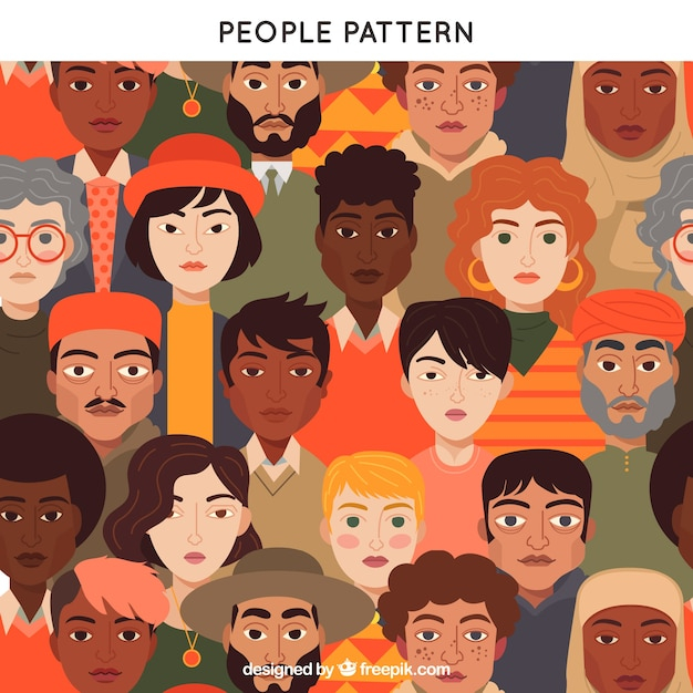 Colorful people pattern with flat design