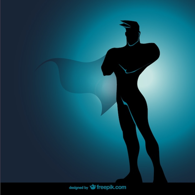 Comic superhero standing silhouette