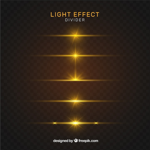 Dividers collection with gold light effect