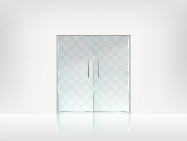 Double glass door transparent vector template