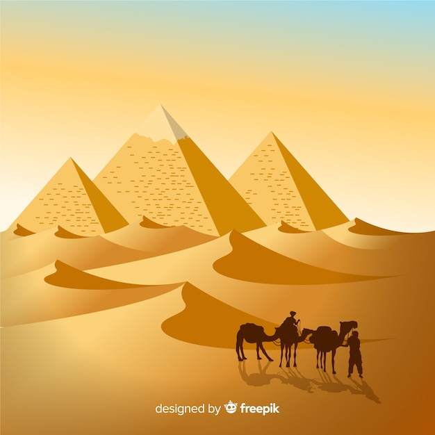 Egypt background with landscape in flat design
