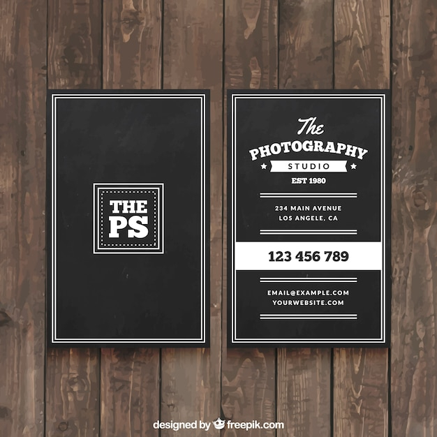 Elegant black business card for a professional photographer