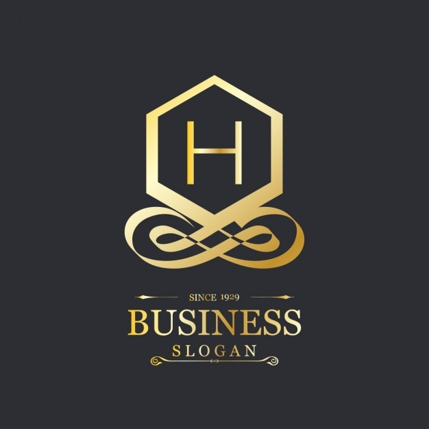 Elegant gold logo with the letter h