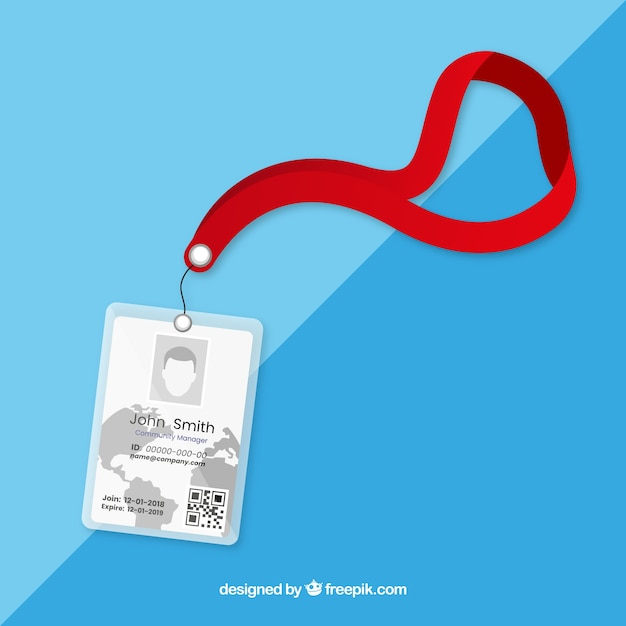 Flat id card with clasp and lanyard