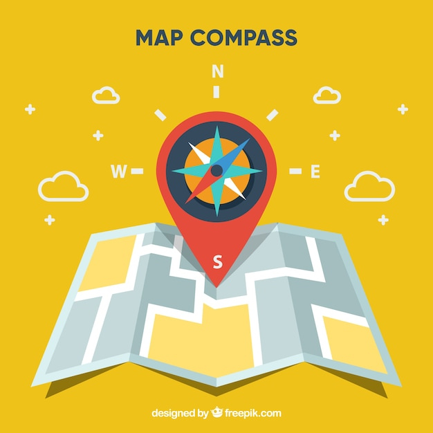 Flat map compass background