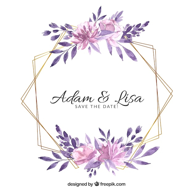 Floral wedding frame template